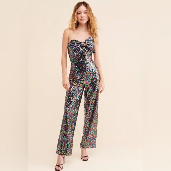 *SOLD* Women’s Hutch Sequin Bow Jumpsuit by Anthropologie size 2 - Picture 1 of 10